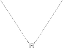 Glams Ketting Letter H 41 + 4 cm - Gerhodineerd Zilver