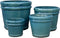 PTMD Cindy Bloempotten - 52x52x45 cm - Keramiek - Blauw - Set van 4