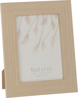 J-Line fotolijst Gewoven - hout - lichtbeige - 2 stuks