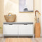 Sobuy FSR151-L-W - Schoenenkast met bank - 4 vakken - 105 x 24 x 52 cm - wit met grijs kussen