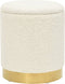 vidaXL - Hocker - met - opbergruimte - rond - fleece - wit