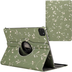 imoshion Tablet Hoes - Geschikt voor iPad Pro 11 (2022) / Pro 11 (2021) / Pro 11 (2020) / Pro 11 (2018) - 360° Draaibare Design Bookcase 2.0 - Green Flowers