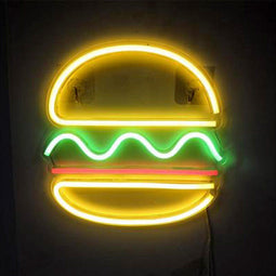 Neon Verlichting – Burger - Eenvoudig op te Hangen – Geel/Groen