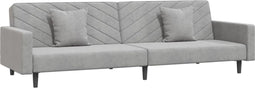 vidaXL - Slaapbank - 2-zits - met - 2 - kussens - fluweel - lichtgrijs