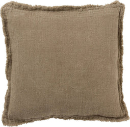 J-Line Kussen Oneffen Boord Linnen Bruin