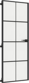 vidaXL - Binnendeur - smal - 76x201,5 - cm - gehard - glas - en - aluminium - zwart