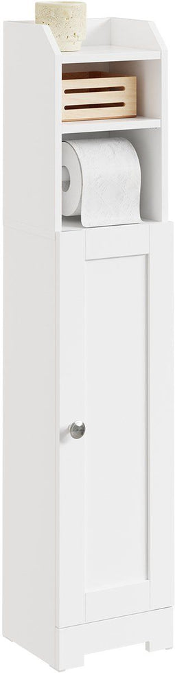 SoBuy FRG177-II-W - Toiletkast - 2-in-1 ontwerp met toiletrolhouder - Wit 20x18x95cm