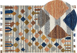 Beliani KASAKH - Kelim vloerkleed - Multicolor - Wol