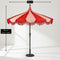 Mica Decorations Kim Gestreepte Parasol met Draagtas - Stokparasol 238 x 235 cm - Tuin of Balkonparasol - Polyester, Staal - Rood