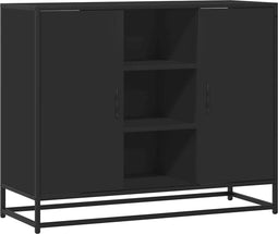 vidaXL - Dressoir - 92x35x76 - cm - bewerkt - hout - zwart