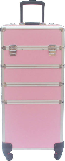 VDD Visagie make up koffer trolley - cosmetica schminken nagel koffer -4 in 1 - Roze