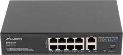 Lanberg RSFE-8P-2GE-120 - Unmanaged Switch - 8x PoE+ (802.3at) - 120W PoE-budget