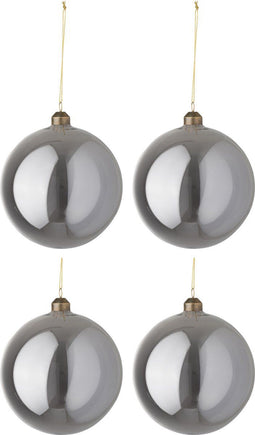 J-Line kertbal Effen - glas - parelgrijs - large - doos van 4