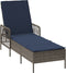 vidaXL - Ligbedden - 2 - stuks - met - Kussens - en - Tafel - Grijs - Poly - Rattan