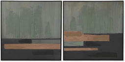 Schilderij Home ESPRIT Zwart Groen Modern Stads 100 x 4 x 100 cm (2 Stuks)