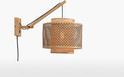 GOOD&MOJO Wandlamp Bhutan - Bamboe/Zwart - 55x44x45cm - Binnen Scandinavisch,Bohemian