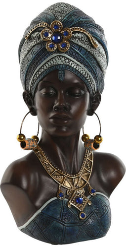Decoratieve figuren Home ESPRIT Blauw Zwart Gouden Afrikaanse 15 x 11 x 25 cm