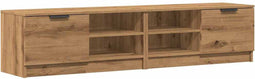vidaXL - Tv-meubelen - 2 - st - 80x35x36,5 - cm - bewerkt - hout - artisanaal - eiken
