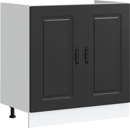 vidaXL - Spoelbakonderkast - Kalmar - 80x46x81,5 - cm - bewerkt - hout - zwart