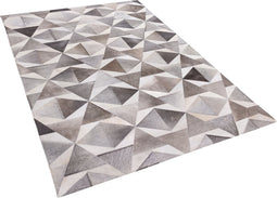 ALAKA - Laagpolig vloerkleed - Grijs - 140 x 200 cm - Koeienhuid leer