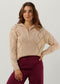Object Kelly L/S Knit Pullover - Dames Trui - Fijn gebreid - Beige - Maat S