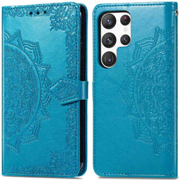 iMoshion Hoesje Geschikt voor Samsung Galaxy S23 Ultra Hoesje Met Pasjeshouder - iMoshion Mandala Bookcase - Turquoise