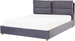 BATILLY - Bed met opbergruimte - Grijs - 160 x 200 cm - Fluweel