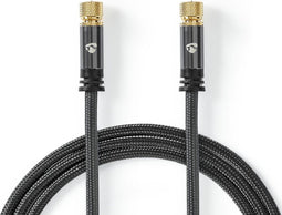 Satelliet- en Antennekabel - F-Male - F-Male - Verguld - 75 Ohm - Viervoudig Afgeschermd - 2.00 m - Rond - Katoen - Grijs / Gun Metal Grijs - Cover Window Box