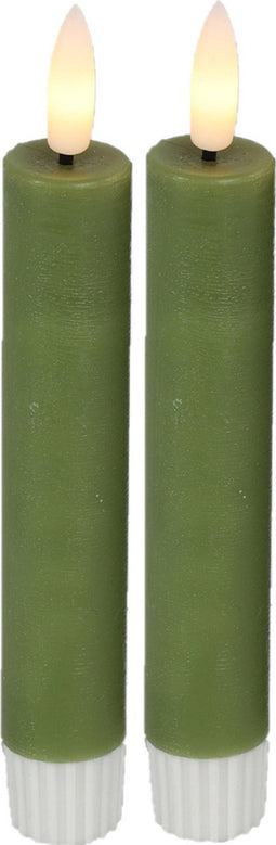 Countryfield Led dinerkaarsen - 2x st- groen -H15cm - afstandsbediening