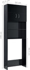 vidaXL - Wasmachinekast - 64x25,5x190 - cm - hoogglans - zwart
