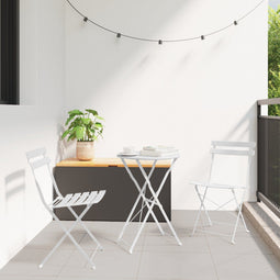 vidaXL - Vouwstoelen - voor - in - de - tuin, - set - van - 2, - wit, - staal