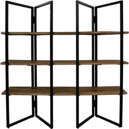 HSM Collection Opbergrek Met 4 Planken 120cm Naturel/Zwart Mangohout/Metaal