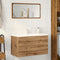 vidaXL - Wastafelkast - 90x38,5x45 - cm - bewerkt - hout - artisanaal - eikenkleur