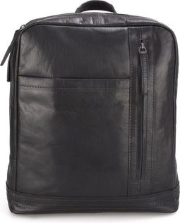Spikes & Sparrow Authentic Leren Rugzak - Hoofdvak met rits - Zwart