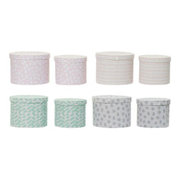 Set decoratieve dozen DKD Home Decor Grijs Roze Oranje Groen Karton 29 x 29 x 22 cm Modern