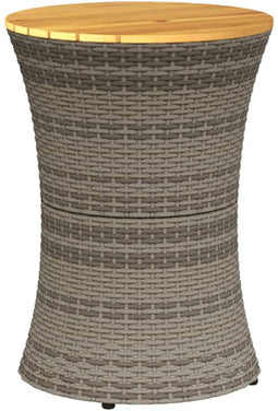 Tuinbijzettafel trommelvormig poly rattan en massief hout grijs
