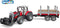 Bruder 02046 Massey Ferguson 7480 Tractor met Voorlader en Houttransportaanhanger + 3 Boomstammen - Speelgoed voor Kinderen vanaf 4 Jaar