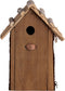 Houten koolmees nestkast met rieten dak.