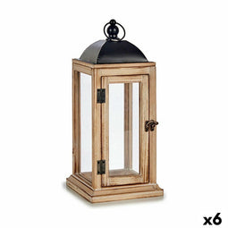 Gift Decor Lykta Natuurlijk Zwart Metaal Hout (18 X 43 X 18 Cm) (6 Stuks)