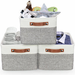 The Tranquil Abode - Opvouwbare Opbergmand - Set van 3 Stevige Stoffen met Handgrepen (3 stuks)