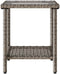 vidaXL - Tuinbank - met - tafel - en - kussens - L-vormig - poly - rattan - grijs