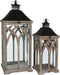 Mica Decorations lantaarn bruin set van 2 grootste maat in cm: 30 x 30 x 72