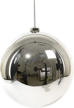 2 stuks Kerstbal plastic glans zilver 200 mm