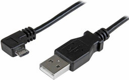 Startech USBAUB1MRA - Micro-USB Kabel - 1 m - Opladen met rechtshoekige connector - Zwart