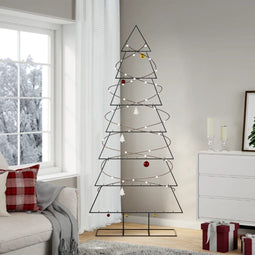 vidaXL - Kerstdecoratie - kerstboom - 210 - cm - metaal - zwart
