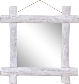 vidaXL - Spiegel - houtblokken - 70x70 - cm - massief - gerecycled - hout