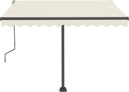 vidaXL - Luifel - vrijstaand - handmatig - uittrekbaar - 300x250 - cm - crèmekleurig