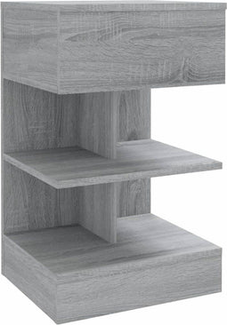 vidaXL - Nachtkastje - 40x35x65 - cm - bewerkt - hout - grijs - sonoma - eikenkleurig