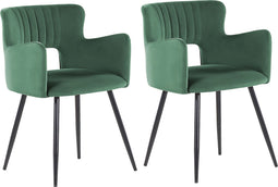 SANILAC - Eetkamerstoel set van 2 - Groen - Fluweel