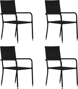 vidaXL - Tuinstoelen - 4 - st - poly - rattan - zwart
